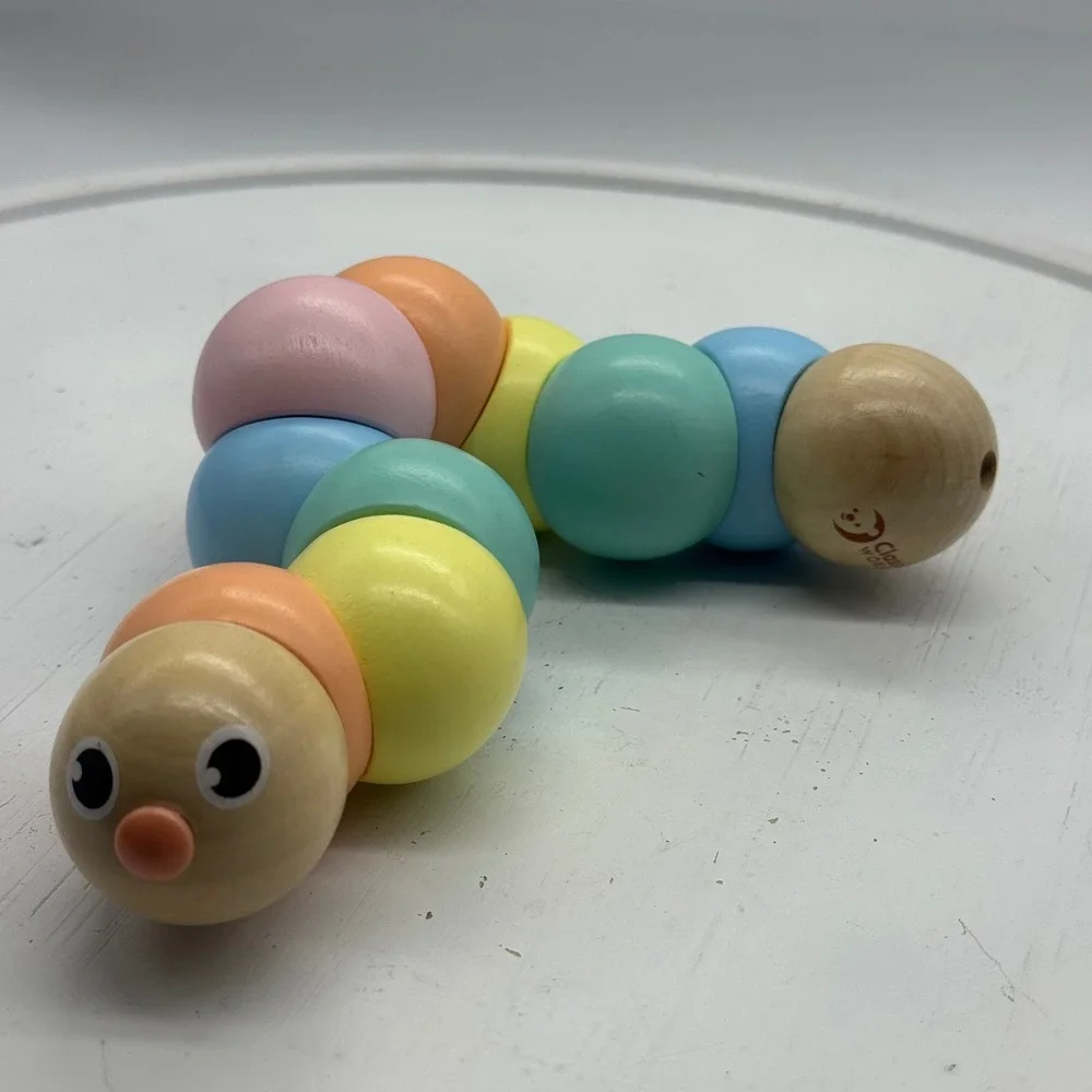 Classic World Wooden Caterpillar Toy Flexible Pastel Twistable Sensory Toddler